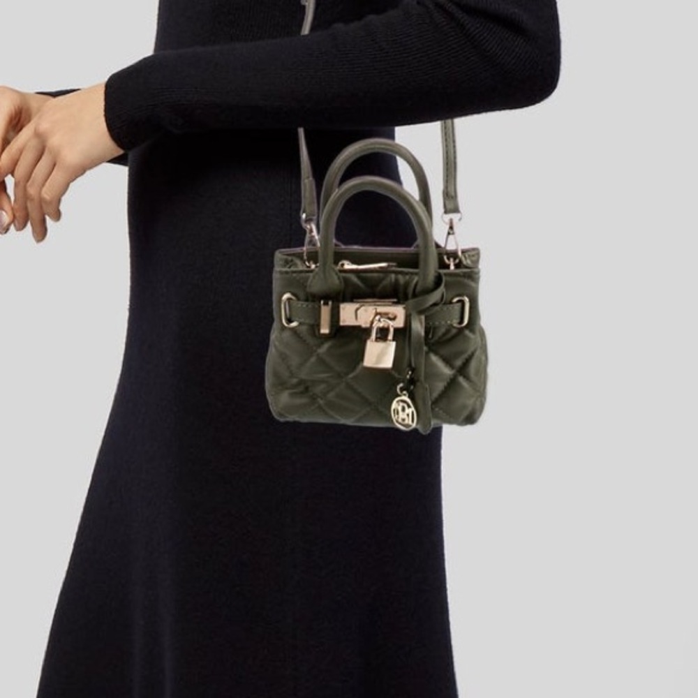 Badgley Mischka Mini Quilted Crossbody Bag Olive Nwot